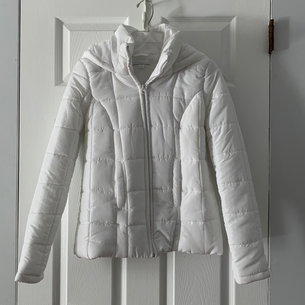 New York & Company White Puffer Jacket